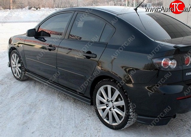 2 999 р. Клыки на задний бампер Style  Mazda 3/Axela  BK (2003-2006) дорестайлинг седан (Неокрашенная)  с доставкой в г. Санкт‑Петербург