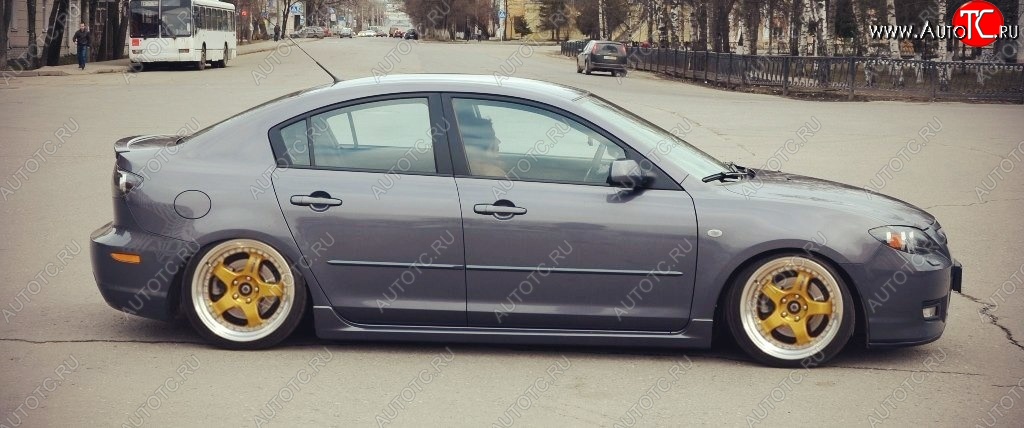 4 549 р. Пороги накладки Сток 2л Mazda 3/Axela BK дорестайлинг седан (2003-2006) (Неокрашенные)  с доставкой в г. Санкт‑Петербург