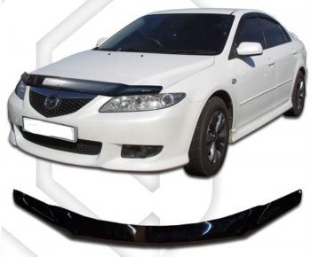 1 749 р. Дефлектор капота CA-Plastic Mazda 6 GG седан дорестайлинг (2002-2005) (Classic черный, Без надписи)  с доставкой в г. Санкт‑Петербург. Увеличить фотографию 1