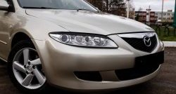 519 р. Реснички RA на фары  Mazda 6 ( GG,  GG, GY) (2002-2008) лифтбэк дорестайлинг, седан дорестайлинг, универсал дорестайлинг, лифтбэк рестайлинг, седан рестайлинг, универсал рестайлинг (Неокрашенные)  с доставкой в г. Санкт‑Петербург. Увеличить фотографию 2