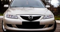 519 р. Реснички RA на фары  Mazda 6 ( GG,  GG, GY) (2002-2008) лифтбэк дорестайлинг, седан дорестайлинг, универсал дорестайлинг, лифтбэк рестайлинг, седан рестайлинг, универсал рестайлинг (Неокрашенные)  с доставкой в г. Санкт‑Петербург. Увеличить фотографию 1