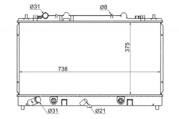 Радиатор двигателя (доп. патрубок) (пластинчатый, 3.0, МКПП/АКПП) SAT Mazda Atenza GG седан дорестайлинг (2002-2005)