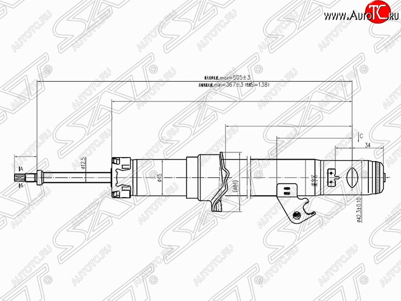 2 799 р. Правый амортизатор передний SAT  Mazda 6 ( GG,  GG, GY) - Atenza  GG  с доставкой в г. Санкт‑Петербург