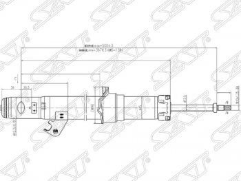 Левый амортизатор передний SAT Mazda Atenza GG лифтбэк дорестайлинг (2002-2005)