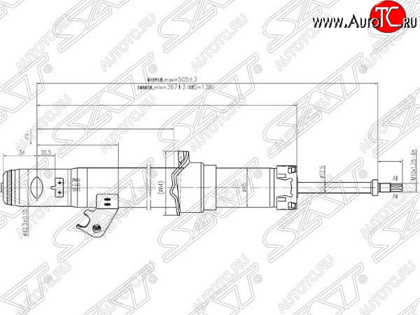 2 799 р. Левый амортизатор передний SAT  Mazda 6 ( GG,  GG, GY) - Atenza  GG  с доставкой в г. Санкт‑Петербург