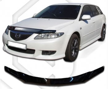 1 799 р. Дефлектор капота CA-Plastic Mazda 6 GG, GY универсал дорестайлинг (2002-2005) (Classic черный, Без надписи)  с доставкой в г. Санкт‑Петербург. Увеличить фотографию 1