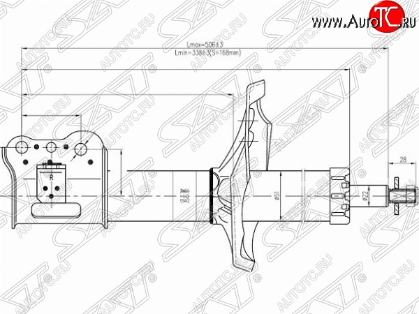 4 699 р. Левый амортизатор передний SAT  Mazda 626 ( GF,  GF,FW) - Capella  GF  с доставкой в г. Санкт‑Петербург