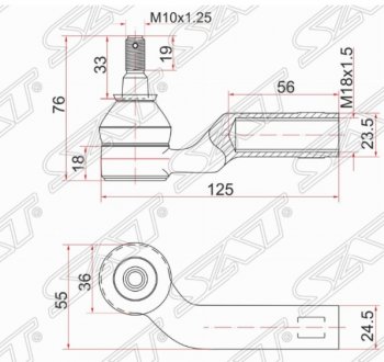 Правый наконечник рулевой тяги SAT Mazda 3/Axela BK дорестайлинг седан (2003-2006)