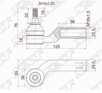 599 р. Левый наконечник рулевой тяги SAT  Mazda 3/Axela  BK - 5  с доставкой в г. Санкт‑Петербург. Увеличить фотографию 1