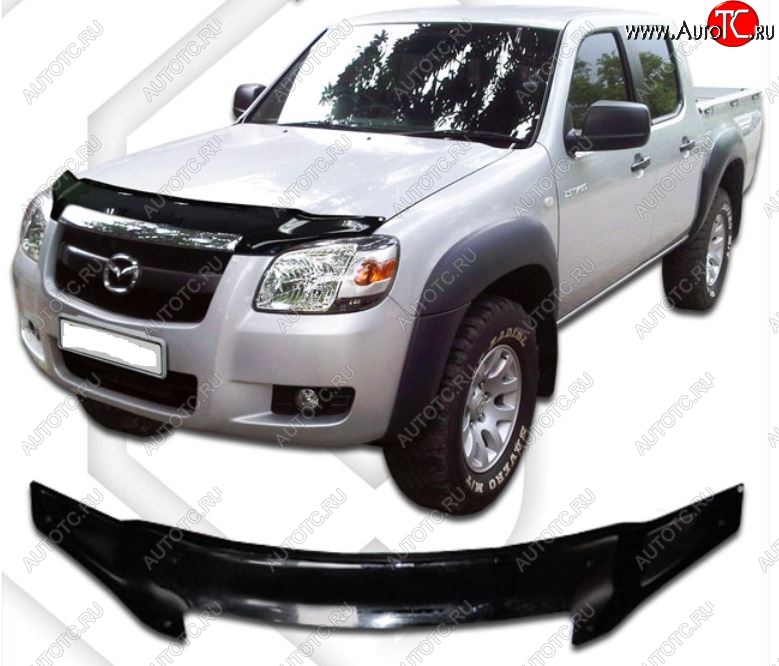 2 059 р. Дефлектор капота CA-Plastic  Mazda BT-50 (2006-2011) (Classic черный, Без надписи)  с доставкой в г. Санкт‑Петербург