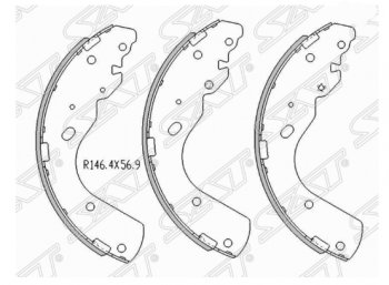 2 189 р. Комплект задних тормозных колодок SAT  Mazda BT-50 (2006-2011)  с доставкой в г. Санкт‑Петербург. Увеличить фотографию 1