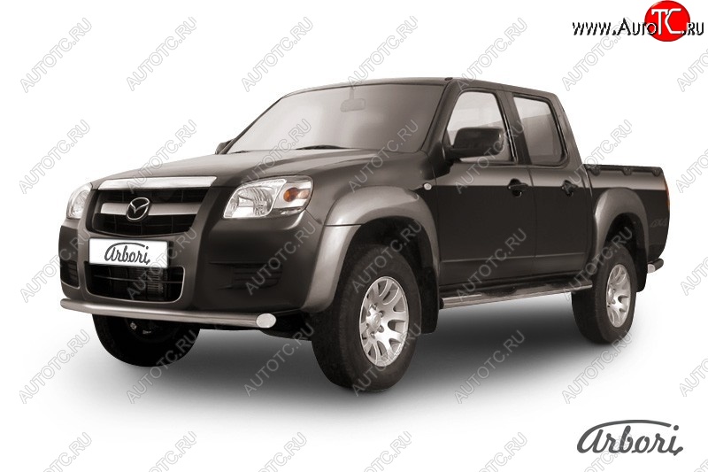 10 709 р. Защита заднего бампера Arbori (нержавейка, 1 труба d57 mm). Mazda BT-50 (2006-2011)  с доставкой в г. Санкт‑Петербург