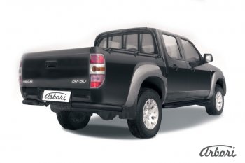 6 569 р. Защита заднего бампера Arbori (уголки, черная, 1 труба d76 mm). Mazda BT-50 (2006-2011)  с доставкой в г. Санкт‑Петербург. Увеличить фотографию 1