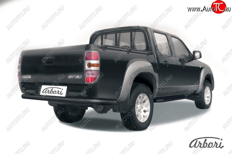 7 019 р. Защита заднего бампера Arbori (черная, 1 труба d76 mm). Mazda BT-50 (2006-2011)  с доставкой в г. Санкт‑Петербург