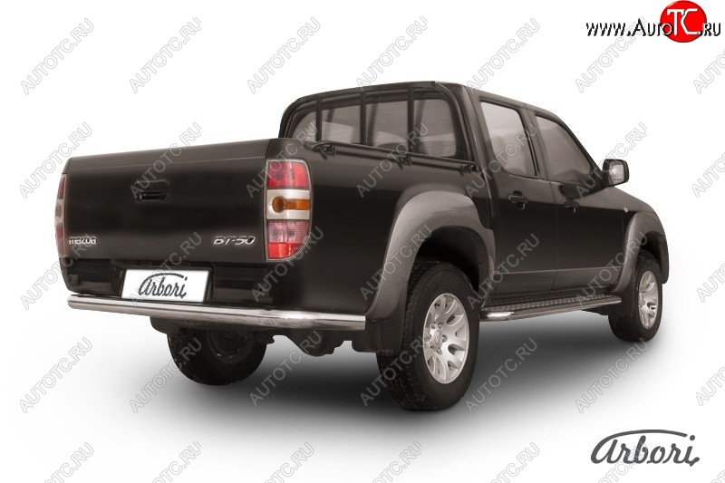 13 319 р. Защита заднего бампера Arbori (нержавейка, 1 труба d76 mm). Mazda BT-50 (2006-2011)  с доставкой в г. Санкт‑Петербург