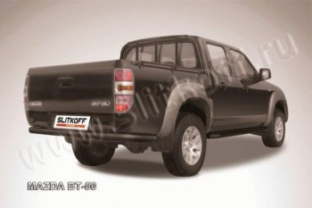 8 199 р. Защита задняя Slitkoff  Mazda BT-50 (2006-2015) (Цвет: серебристый)  с доставкой в г. Санкт‑Петербург. Увеличить фотографию 1