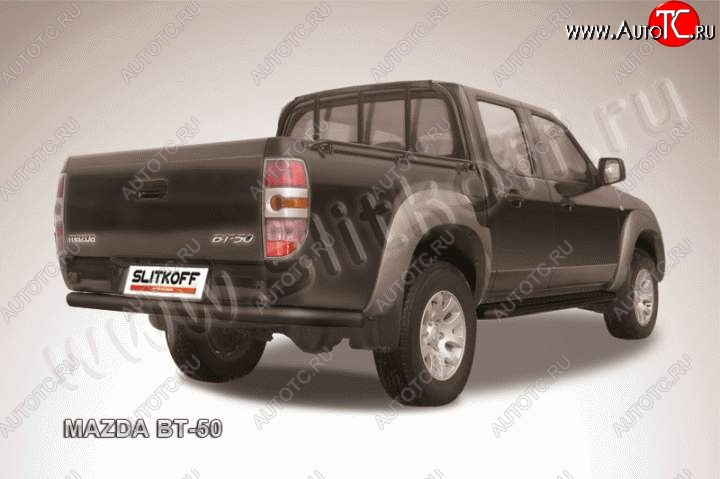 8 199 р. Защита задняя Slitkoff  Mazda BT-50 (2006-2015) (Цвет: серебристый)  с доставкой в г. Санкт‑Петербург