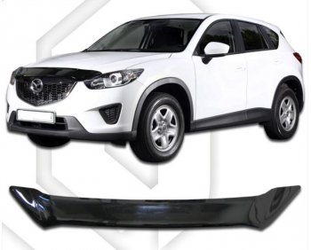 1 799 р. Дефлектор капота CA-Plastic  Mazda CX-5  KE (2011-2017) (Classic черный, Без надписи)  с доставкой в г. Санкт‑Петербург. Увеличить фотографию 1