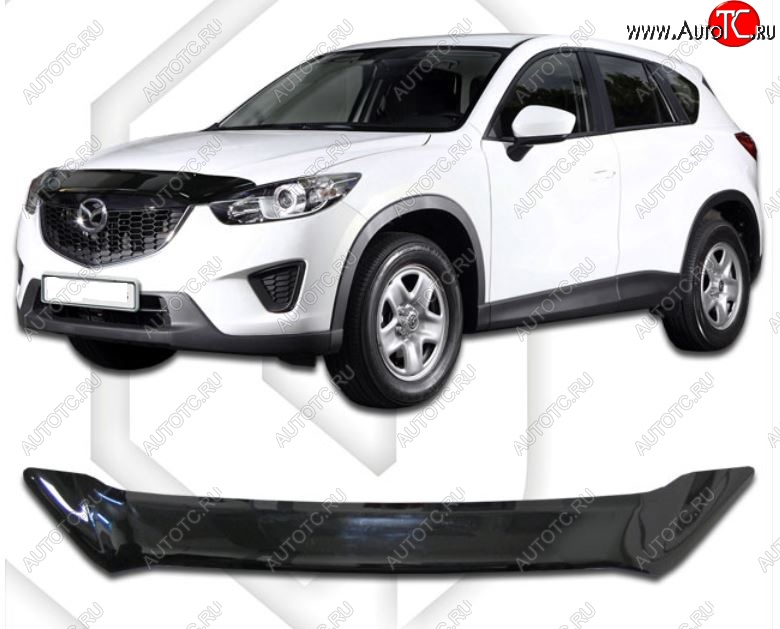 1 799 р. Дефлектор капота CA-Plastic  Mazda CX-5  KE (2011-2017) (Classic черный, Без надписи)  с доставкой в г. Санкт‑Петербург