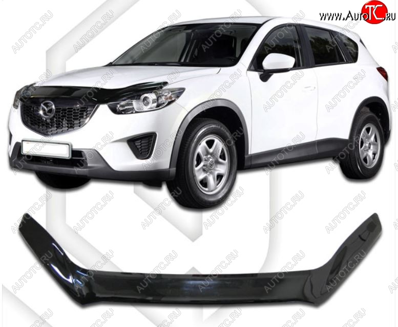 2 059 р. Дефлектор капота CA-Plastiс exclusive  Mazda CX-5  KE (2011-2017) (Classic черный, Без надписи)  с доставкой в г. Санкт‑Петербург