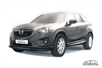 7 919 р. Защита переднего бампера Arbori (черная, 2 трубы d57 и 42 mm) Mazda CX-5 KE рестайлинг (2015-2017)  с доставкой в г. Санкт‑Петербург. Увеличить фотографию 1