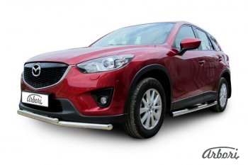 15 182 р. Защита переднего бампера Arbori (нержавейка, 2 трубы d57 и 42 mm) Mazda CX-5 KE рестайлинг (2015-2017)  с доставкой в г. Санкт‑Петербург. Увеличить фотографию 2