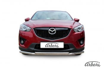 15 182 р. Защита переднего бампера Arbori (нержавейка, 2 трубы d57 и 42 mm) Mazda CX-5 KE дорестайлинг (2011-2014)  с доставкой в г. Санкт‑Петербург. Увеличить фотографию 1