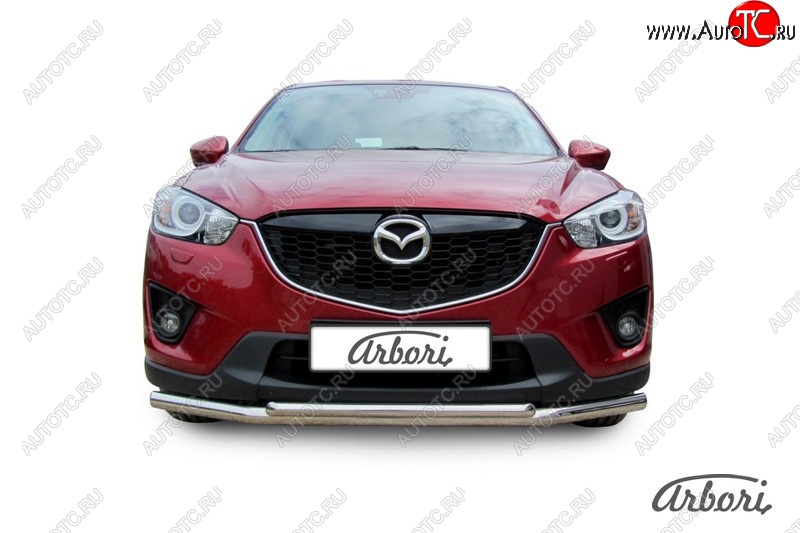 15 182 р. Защита переднего бампера Arbori (нержавейка, 2 трубы d57 и 42 mm) Mazda CX-5 KE рестайлинг (2015-2017)  с доставкой в г. Санкт‑Петербург