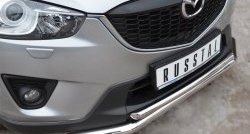 16 999 р. Защита переднего бампера (2 трубыØ63 и 42 мм, нержавейка) Russtal Mazda CX-5 KE рестайлинг (2015-2017)  с доставкой в г. Санкт‑Петербург. Увеличить фотографию 2