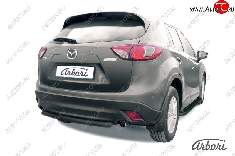 7 019 р. Защита заднего бампера Arbori (короткая, черная, 1 труба d57 mm). Mazda CX-5 KE дорестайлинг (2011-2014)  с доставкой в г. Санкт‑Петербург