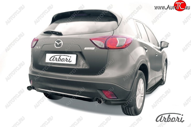 7 019 р. Защита заднего бампера Arbori (уголки, черная, 1 труба d57 mm). Mazda CX-5 KE дорестайлинг (2011-2014)  с доставкой в г. Санкт‑Петербург