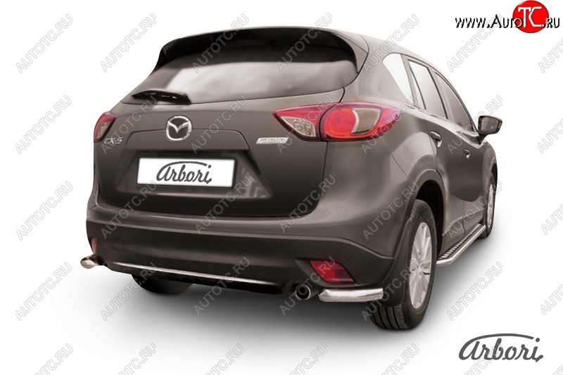 3 099 р. Защита заднего бампера Arbori (нержавейка, 1 труба d57 mm). Mazda CX-5 KE дорестайлинг (2011-2014)  с доставкой в г. Санкт‑Петербург