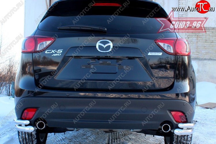 22 409 р. Защита заднего бампера из боковых уголков Souz-96 (d60/42) Mazda CX-5 KE дорестайлинг (2011-2014)  с доставкой в г. Санкт‑Петербург