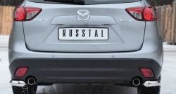 Защита заднего бампера (Ø63 мм уголки, нержавейка) Russtal Mazda CX-5 KE дорестайлинг (2011-2014)