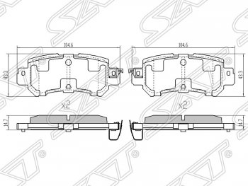 819 р. Колодки тормозные задние SAT  Mazda CX-5 KE рестайлинг (2015-2017)  с доставкой в г. Санкт‑Петербург. Увеличить фотографию 1