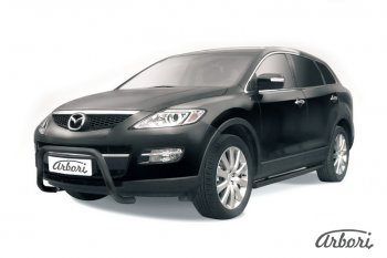 12 788 р. Защита переднего бампера Arbori (низкая - mini, черная, 1 труба d57 mm). Mazda CX-9 TB дорестайлинг (2007-2009)  с доставкой в г. Санкт‑Петербург. Увеличить фотографию 1