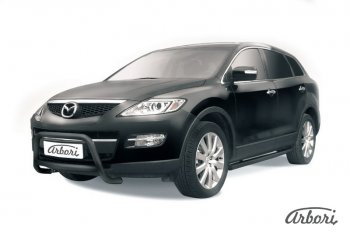 15 839 р. Защита переднего бампера Arbori (низкая, черная, 1 труба d57 mm). Mazda CX-9 TB дорестайлинг (2007-2009)  с доставкой в г. Санкт‑Петербург. Увеличить фотографию 1