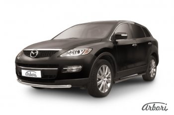 11 609 р. Защита переднего бампера Arbori (нержавейка, 1 труба d57 mm).  Mazda CX-9  TB (2007-2012) дорестайлинг, 1-ый рестайлинг  с доставкой в г. Санкт‑Петербург. Увеличить фотографию 1