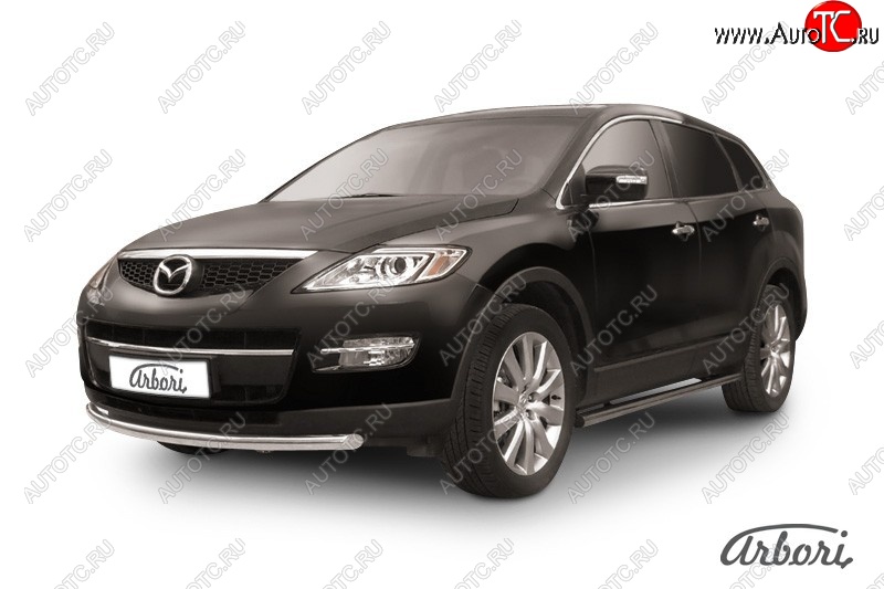 11 609 р. Защита переднего бампера Arbori (нержавейка, 1 труба d57 mm). Mazda CX-9 TB дорестайлинг (2007-2009)  с доставкой в г. Санкт‑Петербург