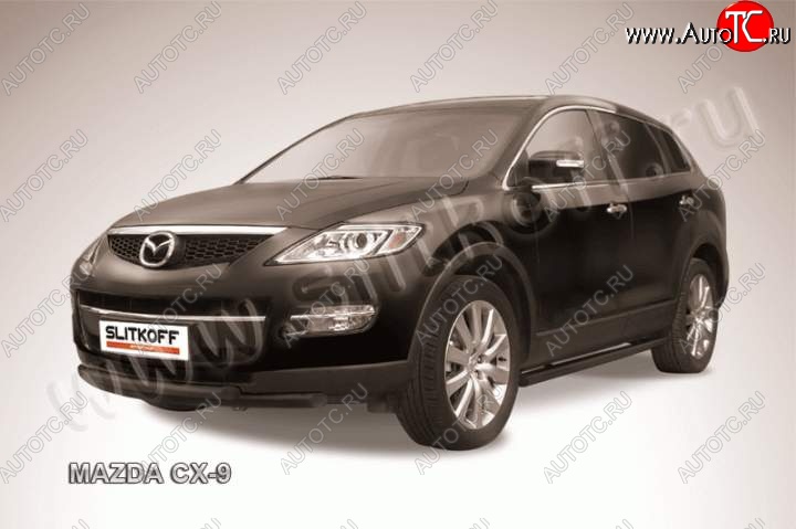 8 949 р. защита переднего бампера Slitkoff  Mazda CX-9  TB (2007-2012) (Цвет: серебристый)  с доставкой в г. Санкт‑Петербург