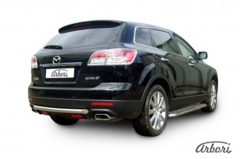 8 999 р. Защита заднего бампера Arbori (короткая, нержавейка, 1 труба d57 mm). Mazda CX-9 TB дорестайлинг (2007-2009)  с доставкой в г. Санкт‑Петербург. Увеличить фотографию 2