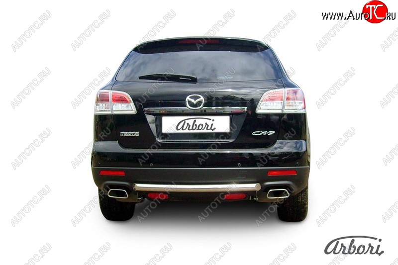 8 999 р. Защита заднего бампера Arbori (короткая, нержавейка, 1 труба d57 mm). Mazda CX-9 TB дорестайлинг (2007-2009)  с доставкой в г. Санкт‑Петербург