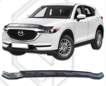 1 799 р. Дефлектор капота CA-Plastiс Mazda CX-5 KF (2016-2024) (Classic черный, Без надписи)  с доставкой в г. Санкт‑Петербург. Увеличить фотографию 1