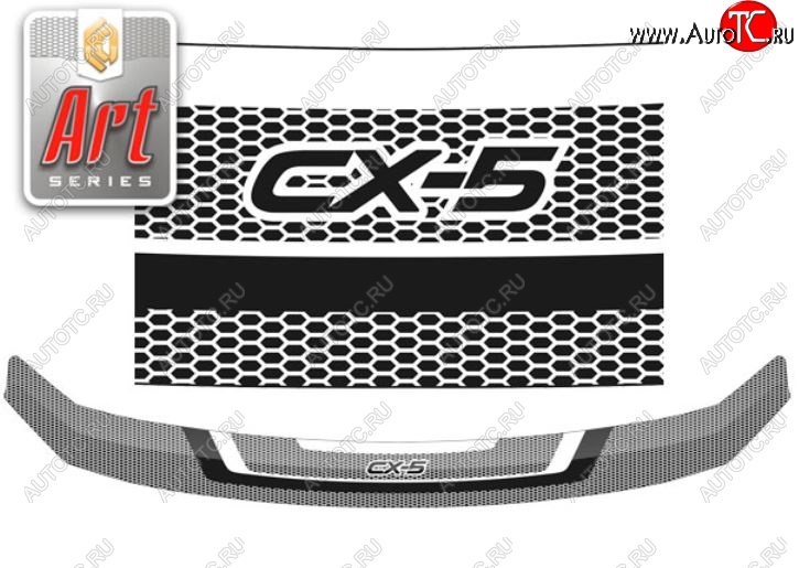 2 059 р. Дефлектор капота CA-Plastiс  Mazda CX-5  KF (2016-2024) (Серия Art графит)  с доставкой в г. Санкт‑Петербург