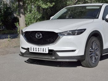 11 999 р. Защита переднего бампера (2 трубыØ42 мм, нержавейка) Russtal Mazda CX-5 KF (2016-2024)  с доставкой в г. Санкт‑Петербург. Увеличить фотографию 1