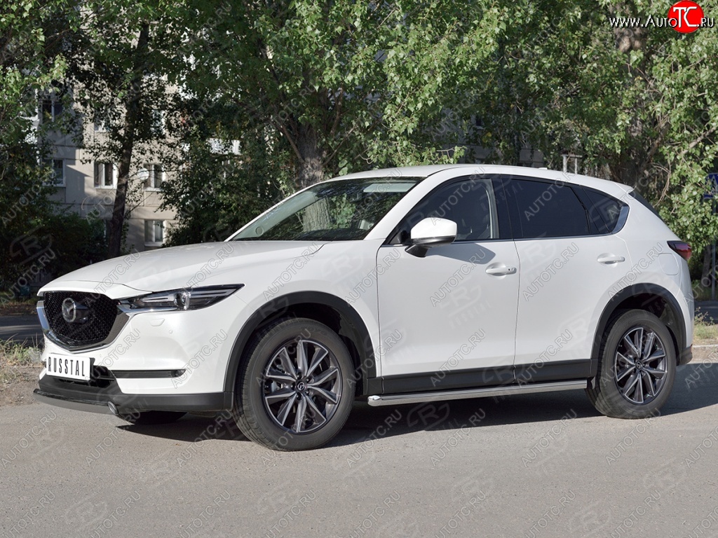 14 999 р. Защита переднего бампера из овальной трубы диаметром 75x42 мм Russtal Mazda CX-5 KF (2016-2024)  с доставкой в г. Санкт‑Петербург