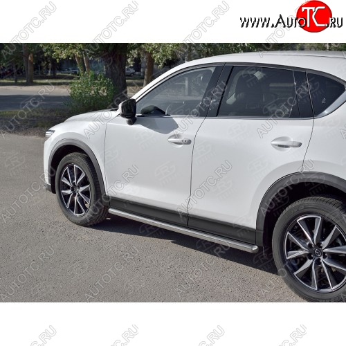 17 299 р. Защита порогов из круглой трубы диаметром 63 мм Russtal v3 Mazda CX-5 KF (2016-2024)  с доставкой в г. Санкт‑Петербург