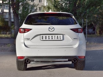 18 499 р. Защита заднего бампера (Ø63 и 42 мм, нержавейка) SLITKOFF Mazda CX-5 KF (2016-2024)  с доставкой в г. Санкт‑Петербург. Увеличить фотографию 2