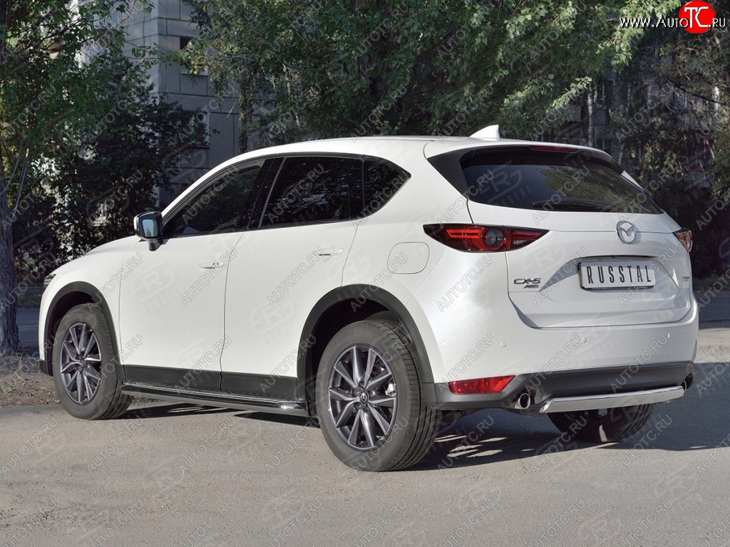 14 999 р. Защита заднего бампера (Ø75x42 мм, нержавейка) Russtal Mazda CX-5 KF (2016-2024)  с доставкой в г. Санкт‑Петербург