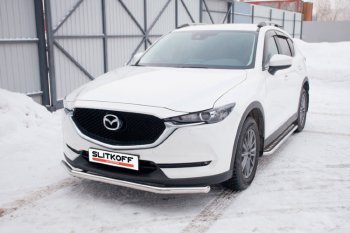 11 699 р. Защита переднего бампера Slitkoff (Ø 57 мм).  Mazda CX-5  KF (2016-2024) (Нержавеющая сталь)  с доставкой в г. Санкт‑Петербург. Увеличить фотографию 1